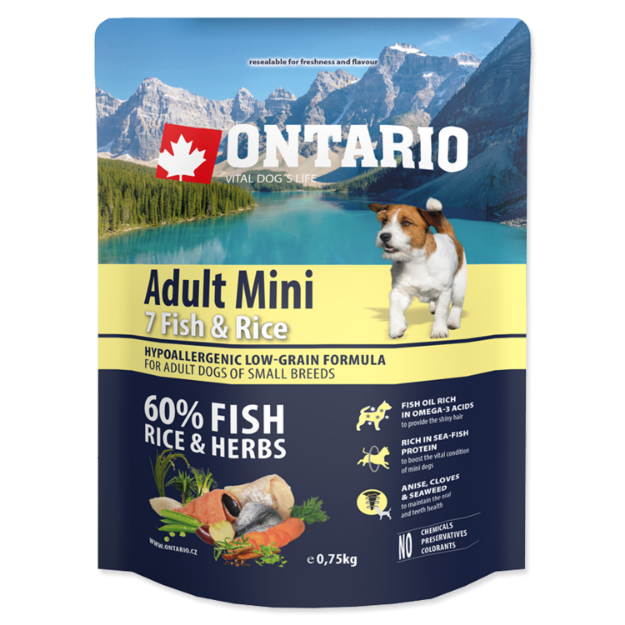 ONTARIO Dog Adult Mini Fish & Rice 0,75kg