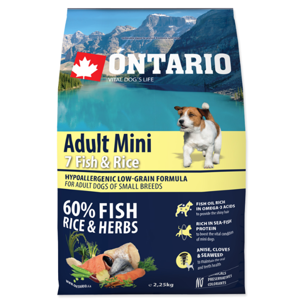 ONTARIO Dog Adult Mini Fish & Rice 2,25kg