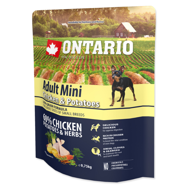 ONTARIO Dog Adult Mini Chicken & Potatoes & Herbs 0,75kg