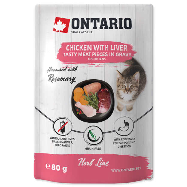 Picture of Kapsička ONTARIO Cat Herb - Kitten Chicken with Liver, Sweet Potatoes, Rice and Rosemary 80g